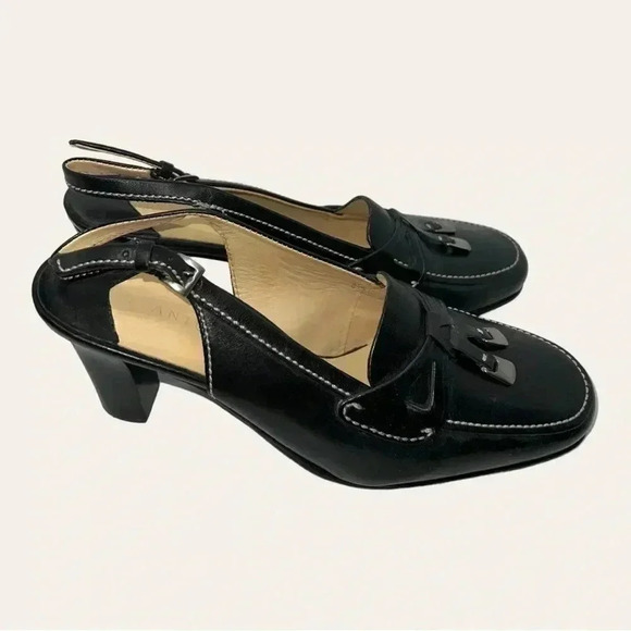 Women’s ANTONIO MELANI HEELS CLOSED TOES TWO TASSELS ON TOP BLACK COLOR SZ 6.5 - Picture 6 of 10